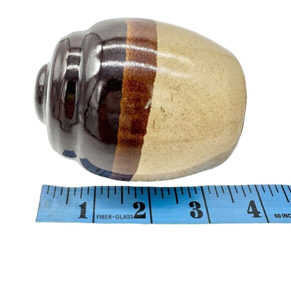 Vintage Clay Jug Salt and Pepper Shakers Brown and Tan Glossy Finish - Picture 4 of 7